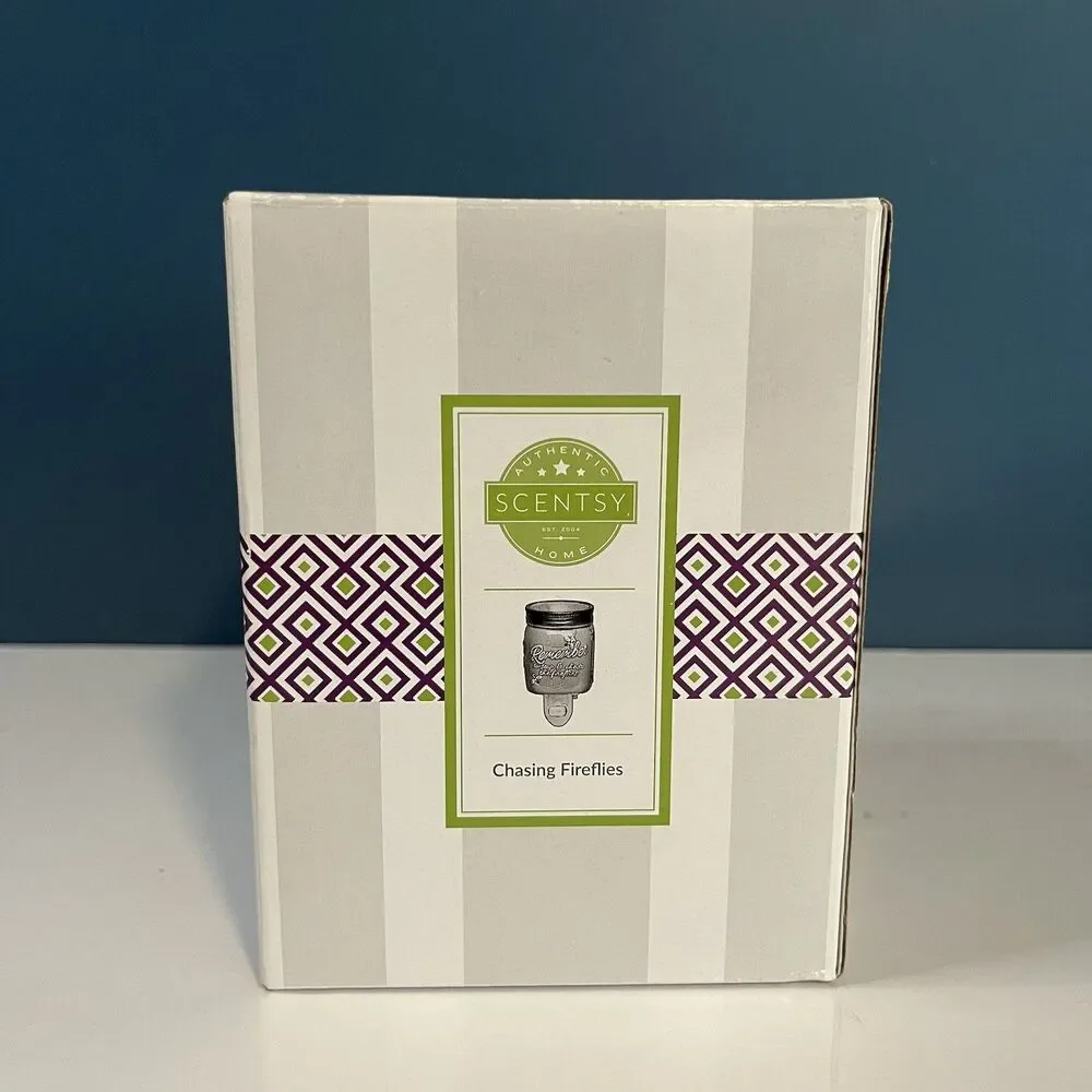 Scentsy Wall Plug Mini Wax Warmer Chasing Fireflies Mason Jar w box Summer Cabin